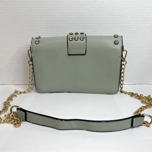 Luxury Diamond-studded One-shoulder Messenger Bag Chain Strap Square Mint Green - Picture 8 of 10